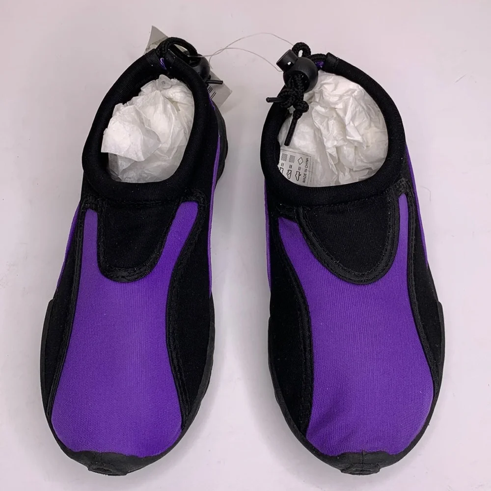 Water Shoes Black & Purple Slide on Rubber Soles Kids Size 1